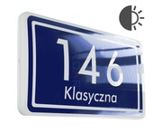 Klasyczny PODŚWIETLANY numer domu LED czujnik zmierzchu K+ tabliczka dom