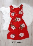 sukienka letnia, rozm. XS, kwiaty, modna, kobieca, oversize naturalny skład