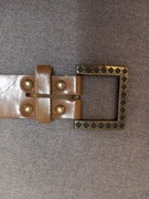 Pasek brazowy z metalem