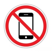 Znak zakaz używania telefonów komórkowych 10 cm