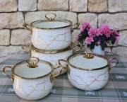 Zestaw Garnków biały/czarny ze Złotym Marmurem 8 elementów Masterpan