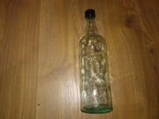 Szklana butelka przeźroczysta pusta PRL lata 70 czarna zakrętka