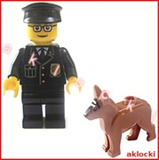 LEGO FIGURKA Policjant okulary czarna czapka + 92586pb01 PIES policyjny 