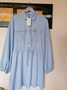 THE LACE NIEBIESKA SUKIENKA SZMIZJERKA NOWA TANIO! 34/36 WISKOZA 