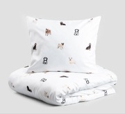 Pościel biała w pieski z mikrofibry 160x200