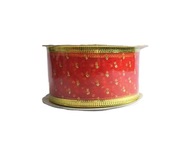 WSTĄŻKA TAŚMA dekoracyjna z lamówką Boże Narodzenie organza 3,7 cm.