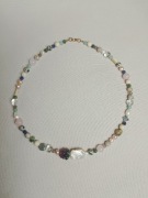 Naszyjnik handmade z kamieni i pereł naturalnych malinka boho na prezent