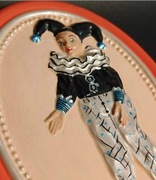 Gipsowe obrazki plakietki 2szt. arlekin vintage