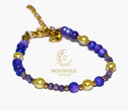 Bransoletka z Fioletową Masą Perłową i Złocistą Perłą Seashell