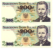PRL BANKNOT 200 ZŁOTYCH 1988 EK J. DĄBROWSKI