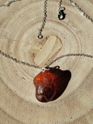 Naszyjnik z naturalnym bursztynem bałtyckim | Koniakowy | Stal szlachetna