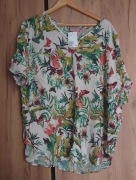 T-shirt H&M Egzotyczny Motyw Motyle Kwiaty Liście rozmiar 56