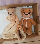 Box prezentowy handmade miś szydełko roczek baby shower prezent 