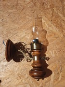 Kinkiet mosiężny, drewniany, holenderski E27 LED lampa