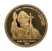 20 FRANKÓW 2003 KONGO 25. LECIE PONTYFIKATU JANA PAWŁA II Złoto 1,24 g