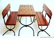 POLSKI ZESTAW KOMPLET MEBLI BIESIADNY PIWNY STÓŁ ŁAWKI Z OPARCIEM -składany