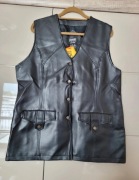 czarna długa kamizelka z eko skóry colours of the world xl