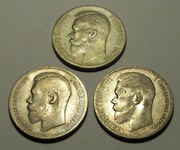 3 x rubel 1896 - 97 Mikołaj II - srebro