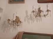 Kinkiety mosiężne z kryształowymi soplami