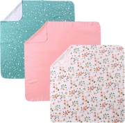 Kocyk dla niemowląt Bawełniany 90 x 90 cm Zestaw 3 szt Wzór Kwiaty