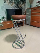 2x stołek barowy hoker metal chromowany, brąz skaj, ekoskóra 