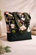 Torba shopper hand made wodoodporna białe kwiaty