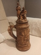Dekoracyjny kufel do piwa "German forest scene", duży, ceramiczny. 