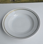 Duży talerz obiadowy Ćmielów PRL porcelana vintage złocenia