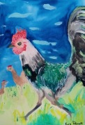 Kogut obraz ręcznie malowany acryl