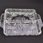 Kryształowa patera z podziałem Violetta - PRL.