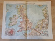 Stara duża mapa Wielkiej Brytanii, 1906