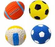 Piłka dla psa zabawka piszcząca do gryzienia motyw piłek sportowych 4szt S