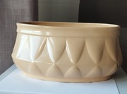 Piaskowy, płaski wazon, BOLESŁAWIEC 