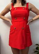 Kombinezon letni czerwony krótki kombinezonik z guzikami Bershka S 36