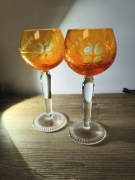 Para kieliszków VINTAGE – Bursztynowe szkło powlekane – PRL / Retro