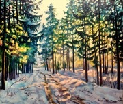 Zbyszek z mazur obraz olejny  ZIMOWA DROGA