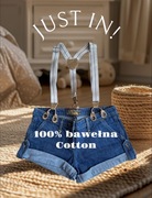 Spodenki dżinsowe jeansowe z szelkami Butik 100% bawełna rozmiar M 30