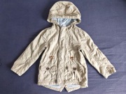 110 116 F&F Kurtka Parka brąz beż Kaptur wiosenna przejściowa
