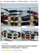 BRANSOLETKA KAMIENIE NATURALNE SUROWY TURMALIN CYTRYN GRANAT TYGRYSIE OKO