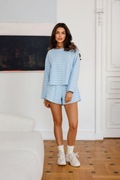 Błękitny komplet w paski bluza i szorty Summer Bopoco rozmiar S