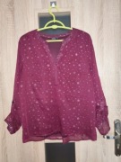 21 Bordowa bluzka koszulowa w gwiazdki podwójny rękaw rozmiar 38