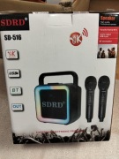 Maszyna do karaoke z dwoma bezprzedowomy mikrofonami. Głośnik Bluetooth 