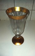 Wazon BURTON 10" Clear Vase On Gold Pedestal