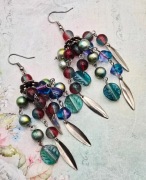 Piękne artystyczne efektowne kolczyki handmade boho modne wiosna lato