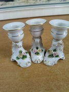 Porcelanowe świeczniki Alka Kunst Dresden – komplet 3 sztuki / Niemcy 