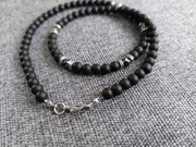 Naszyjnik męski, korale, kolor czarny
