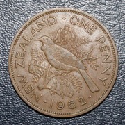 NOWA ZELANDIA Elżbieta II One Penny 1 Pens 1962 r. ptak