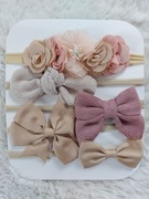 Komplet - 5 opasek do włosów dla nimowlaka dziewczynki