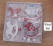 Zawieszki świąteczne konik na biegunach 10 szt drewniane