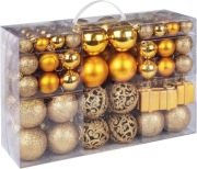 Zestaw 105 bombek choinkowych, złote bombki choinkowe